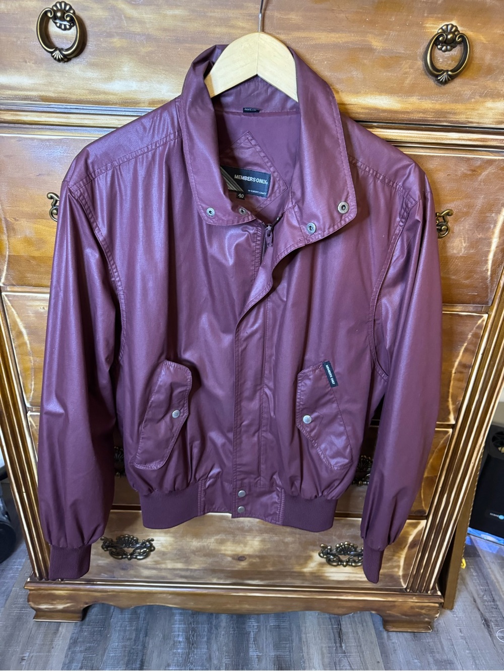 Members Only Vintage Burgundy Bomber Jacket Size 40‎